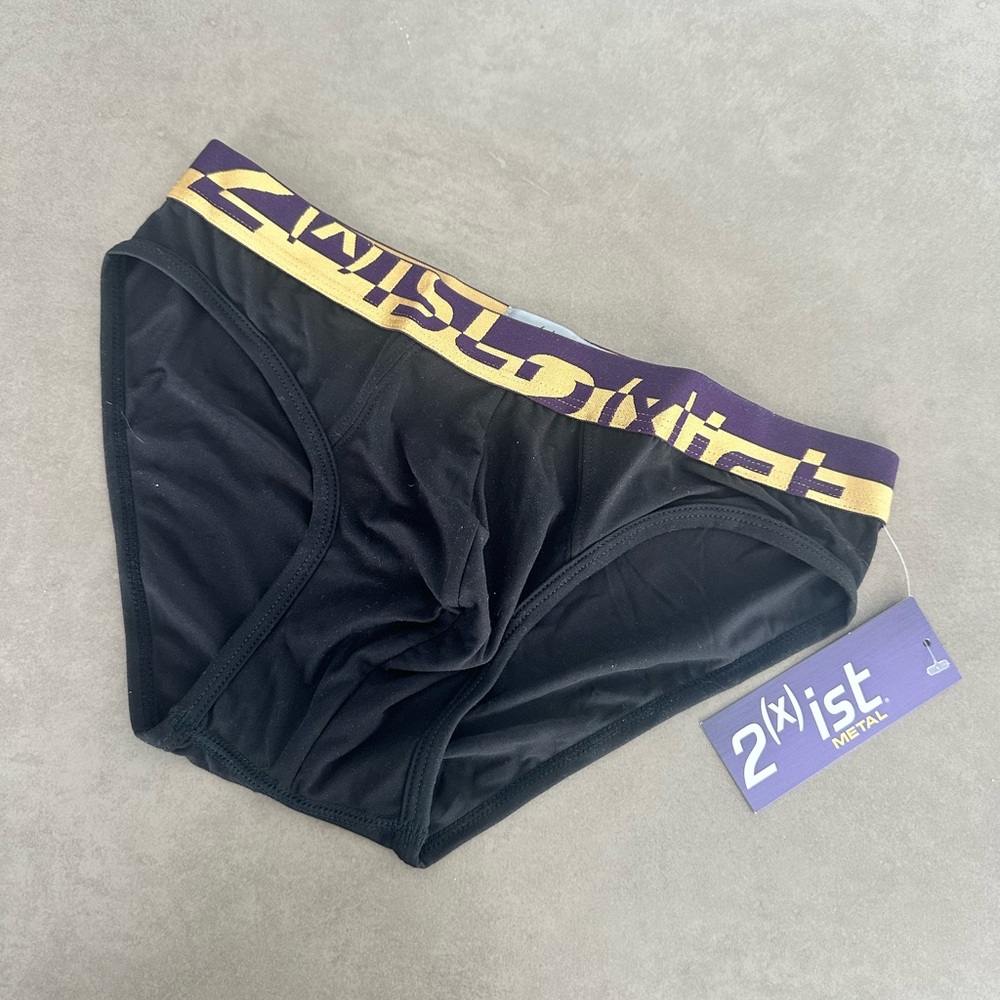 2xist Black Briefs with Sexy Gold Waist
